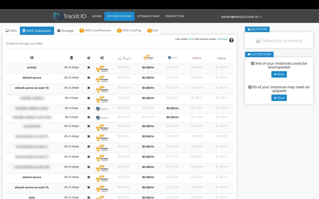<strong>How to Leverage the TrackIt Cost Management App to get Better Understanding of Your Cloud Deployment</strong> 3 Databases tab provides a complete list of the databases deployed across all the cloud providers.